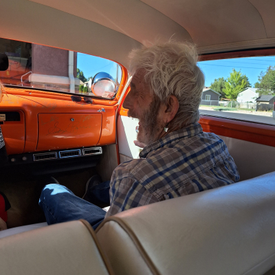 Guy Cowlishaw enjoys his ride in the &#039;51 Mercury Cruiser