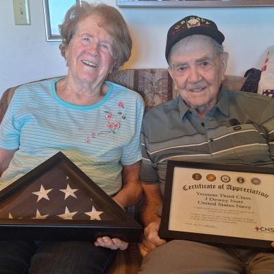 Yeoman Third Class JD Norr was recognized during a CNS Honor Salute